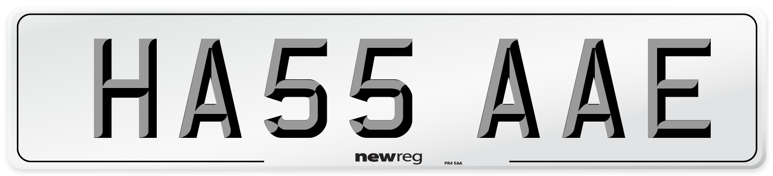 HA55 AAE Number Plate from New Reg